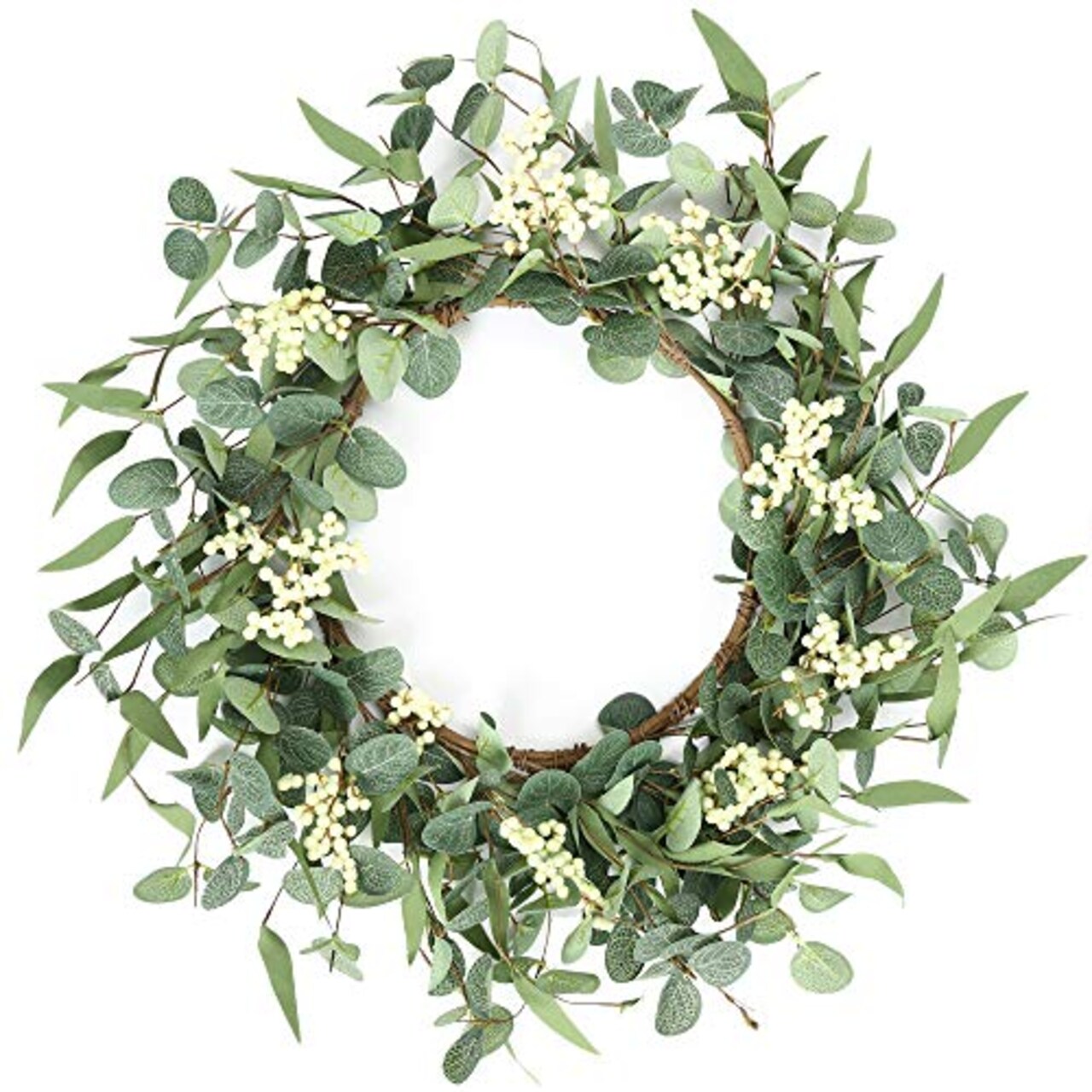 Wreaths for Front Door 20'' Eucalyptus Wreath, Spring Summer Green Wreath, Door Green Wreath for Home Porch Window Wall Farmhouse Home Decor Indoor Outdoor Summer Fall All Seasons